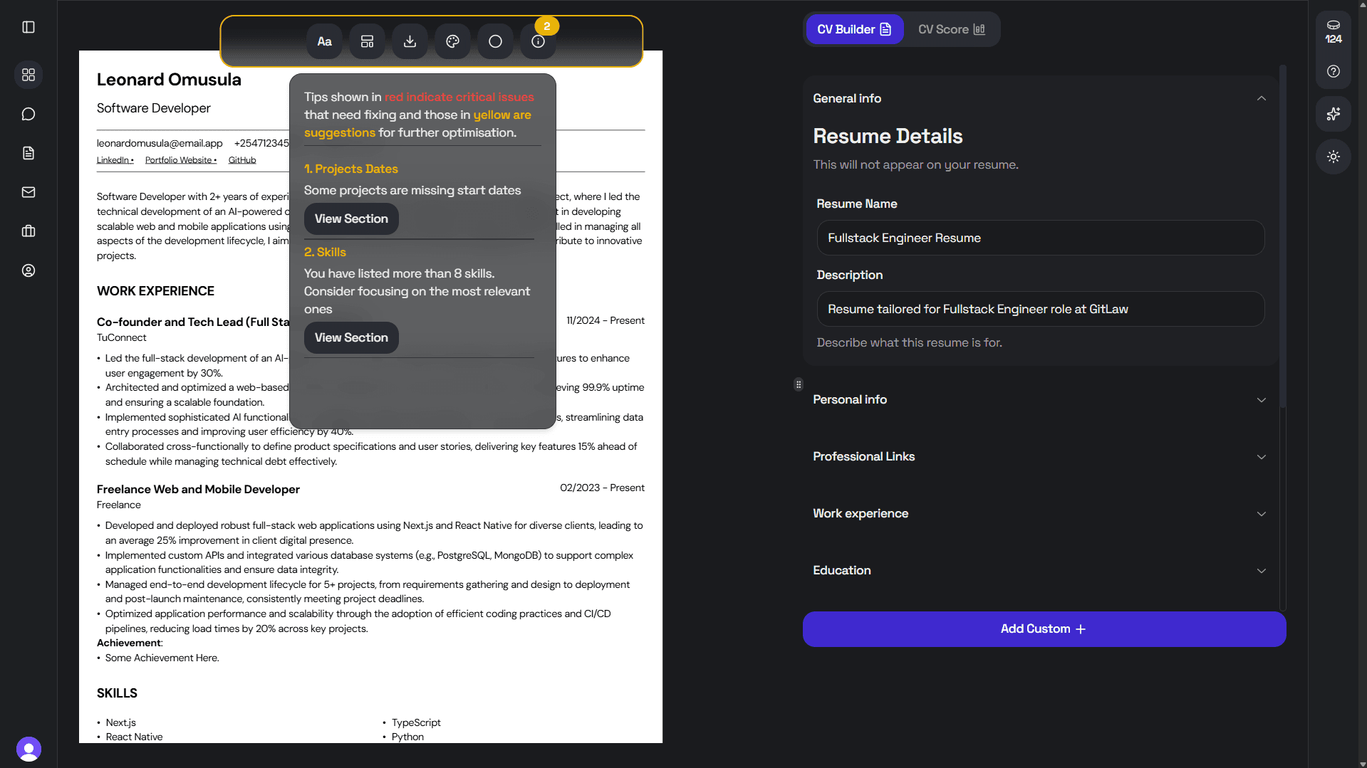 Real-time Updates & Suggestions Dark Mode
