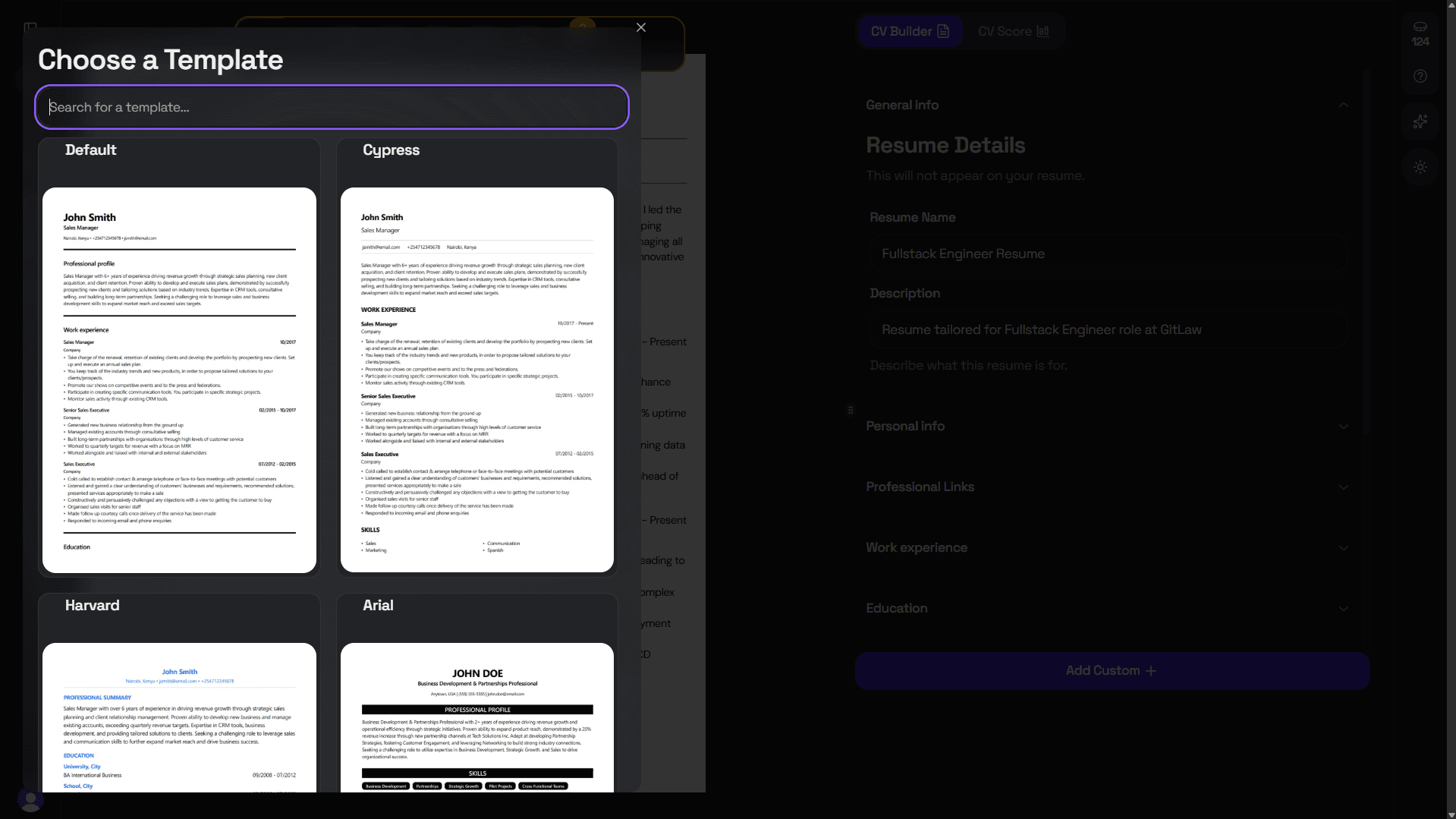 Professional Templates Dark Mode