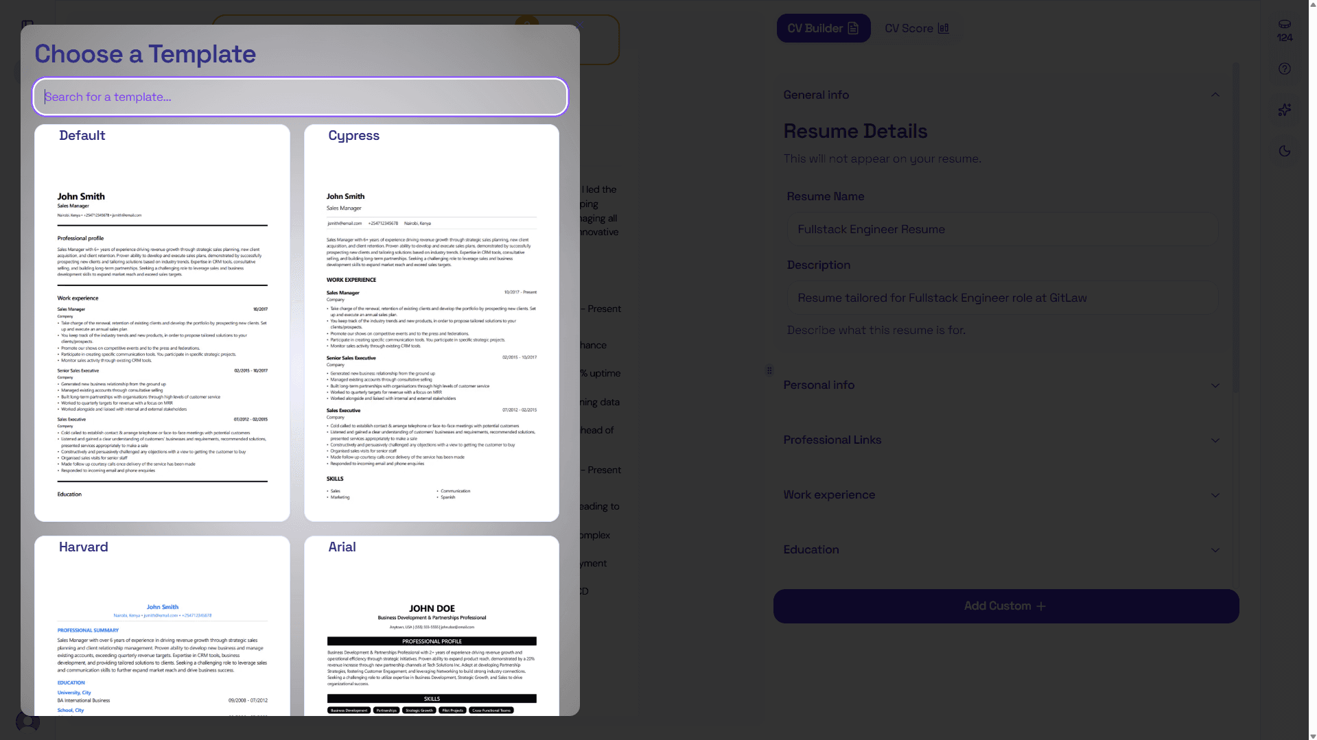 Professional Templates Light Mode